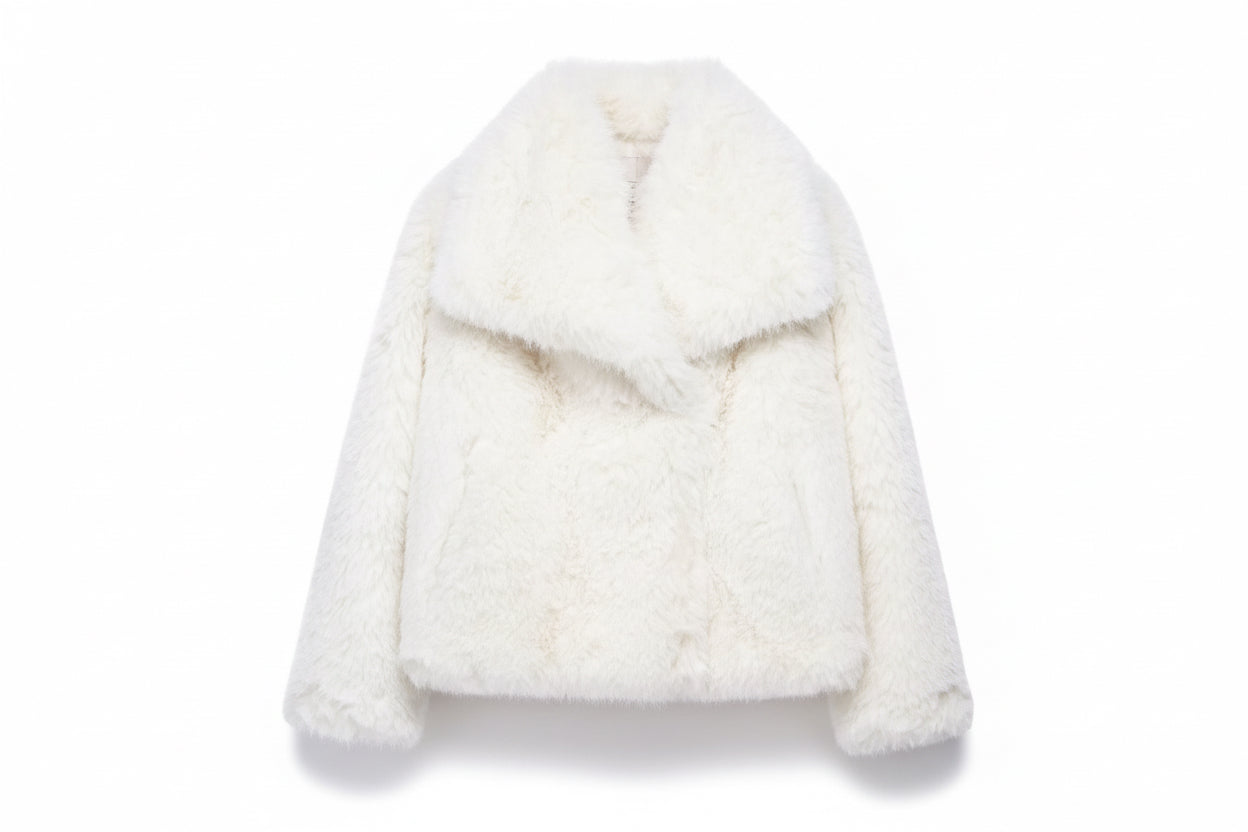 Winter Plush Coat Fashion Thicken Lapel Outwear Casual Long Sleeve Tops Womens Clothing