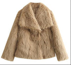 Winter Plush Coat Fashion Thicken Lapel Outwear Casual Long Sleeve Tops Womens Clothing