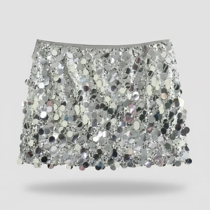 Jupe à paillettes argentées